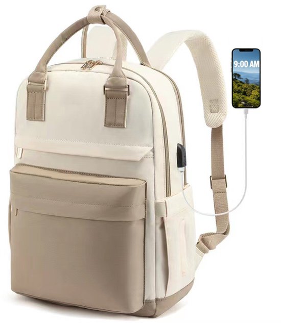 Rugzak Voor Dames - Rugtas - Grote 40l Reistas Met Laptopvak - Comfortabele Schoolrugzak Voor School Universiteit En Dagelijks Reizen - Ruime Waterafstotende Backpack In Beige