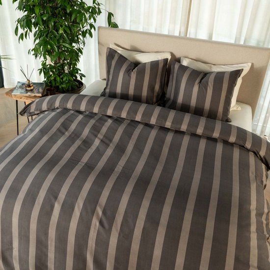 Kayori Dasshu Dekbedovertrek Katoensatijn a - 140x200-220 + 1 sloop - Eenpersoons - Antracite van Kayori — afbeelding 4