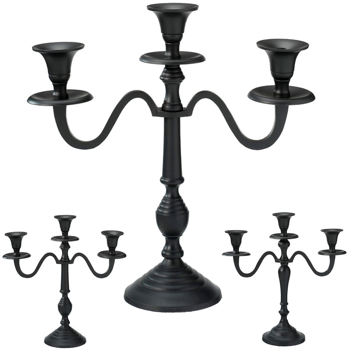 Kandelaar Zwart 3-Armige 30 cm - Kaarsenhouder - Kaarsenstandaard - Decoratie