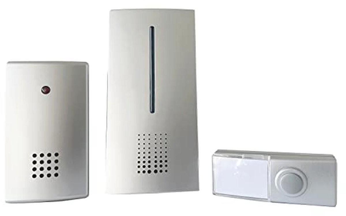 Draadloze Gong Set met 2 Ontvangers en 1 Transmitter - Maximale Bereik van 100 m, 8 Instelbare Melodieën, Optisch Oproepsignaal