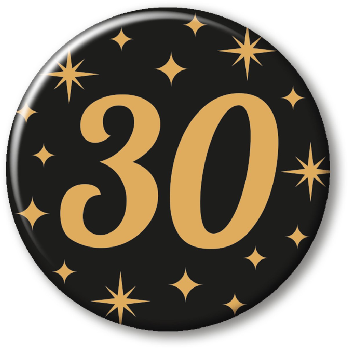 Q2P - 30 Jaar Rozet - Verjaardag Versiering - Zwart & Goud - Feest - Buttons - Rosette