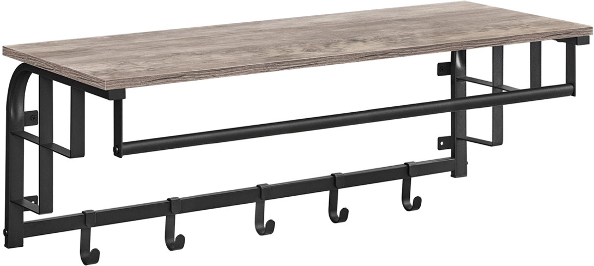 Wandkapstok – Met 5 haken – Zwart
