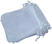 Prigta - Organza Zakjes Wit 7 x 9 cm - 50 stuks - Kleine Cadeauzakjes - Herbruikbaar - Luxe Organza - Voor Sieraden, Bedankjes & Kerst - Met Satijnen Trekkoord