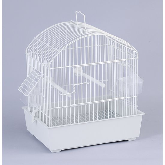 Cage à oiseaux type E11 - cage compacte blanche avec perchoirs et accessoires 30 x 23 x 38 cm