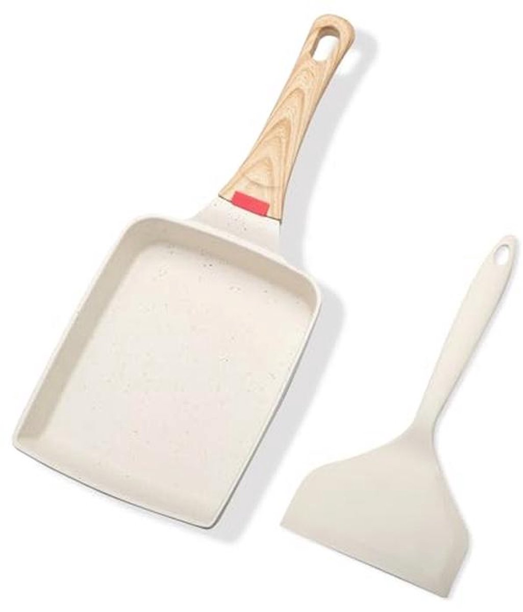 Tamagoyaki-pan met antiaanbaklaag en siliconen spatel voor perfecte Japanse omeletten