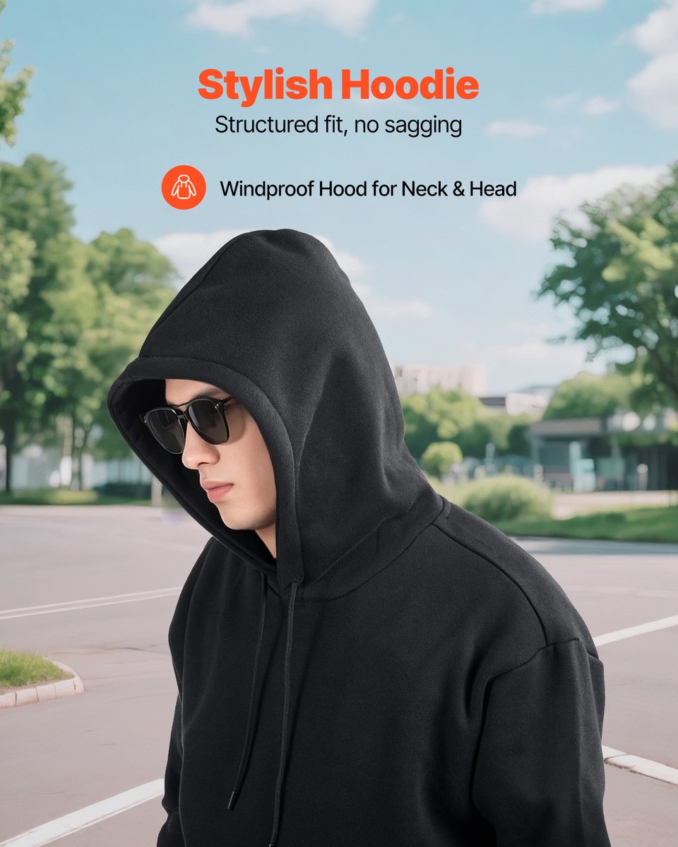 Heren Medium Pullover Hoodie, Knus Fleece Lange Mouwen Pull met Kap, Zacht en Comfortabel, Stijlvol Ontwerp met Grote Zak, Ideaal voor Koude Seizoenen, Zwart — cadeau in Cadeau-ideeën - foto 8