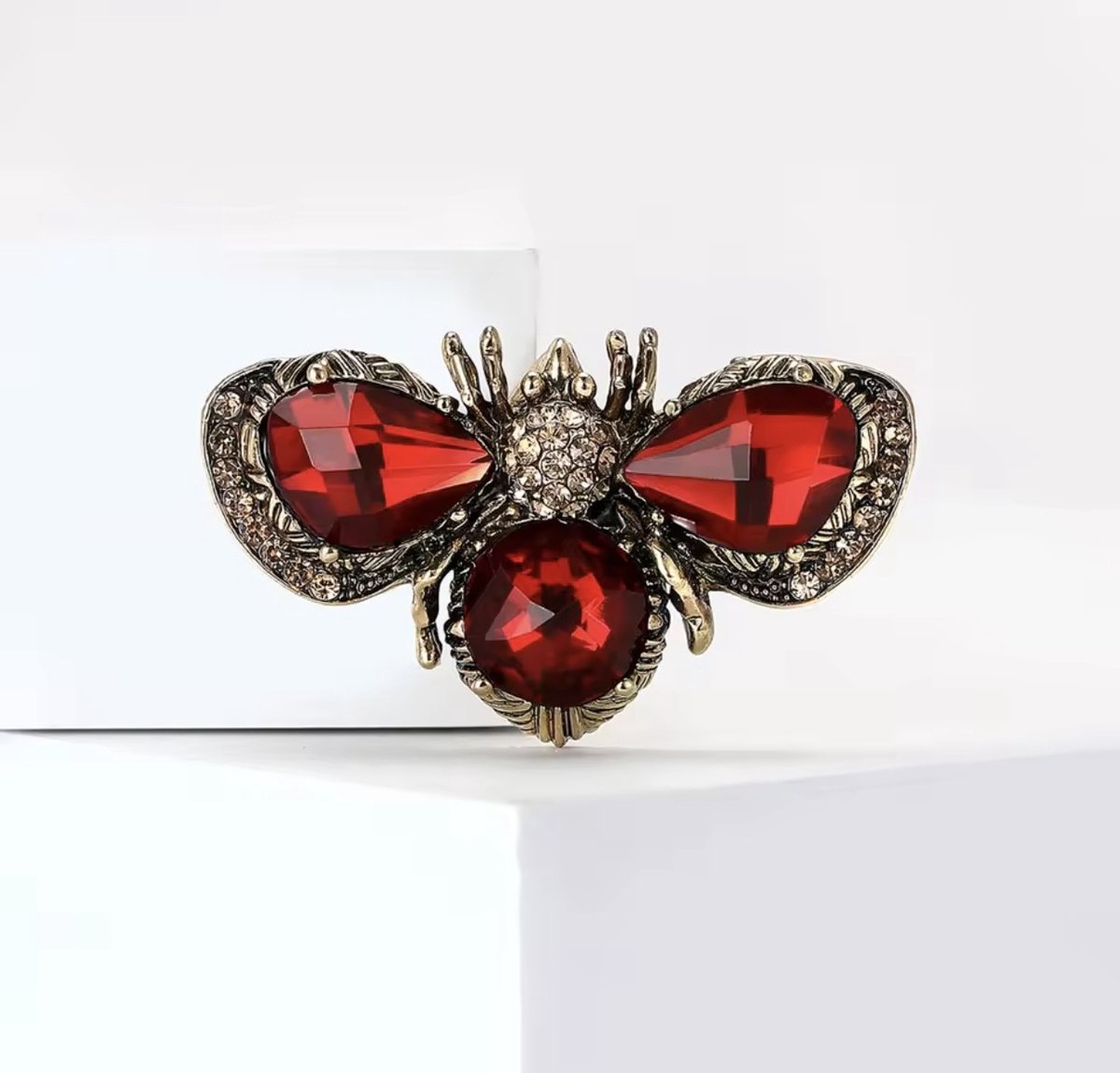 Borasi Rood Bijen Broche | Zirkonia Stenen | Broches | Roestvrijstaal | Dames Sieraden | Dames Accessoires |