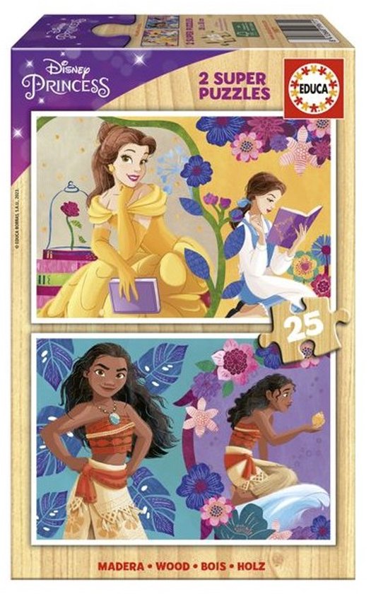 Educa Disney Vaiana puzzel - Houten puzzel voor kinderen - 2x25 stukjes ...