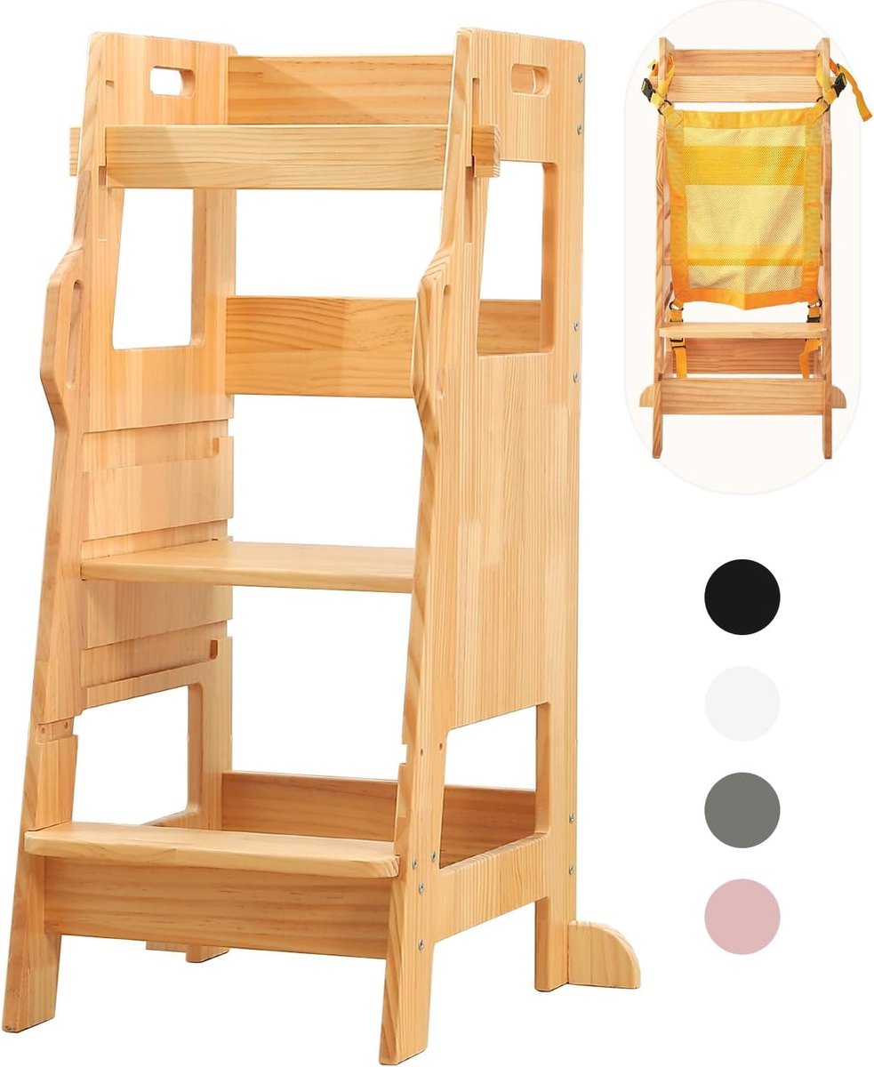 Lexium Leertoren - Montessori Leertoren - Learning Tower - Opstapje - Keukentoren - Leertoren Keukenhulp - Naturel leertoren Montessori - Kindertrap - Leertoren peuters - Leer toren - Leertorens