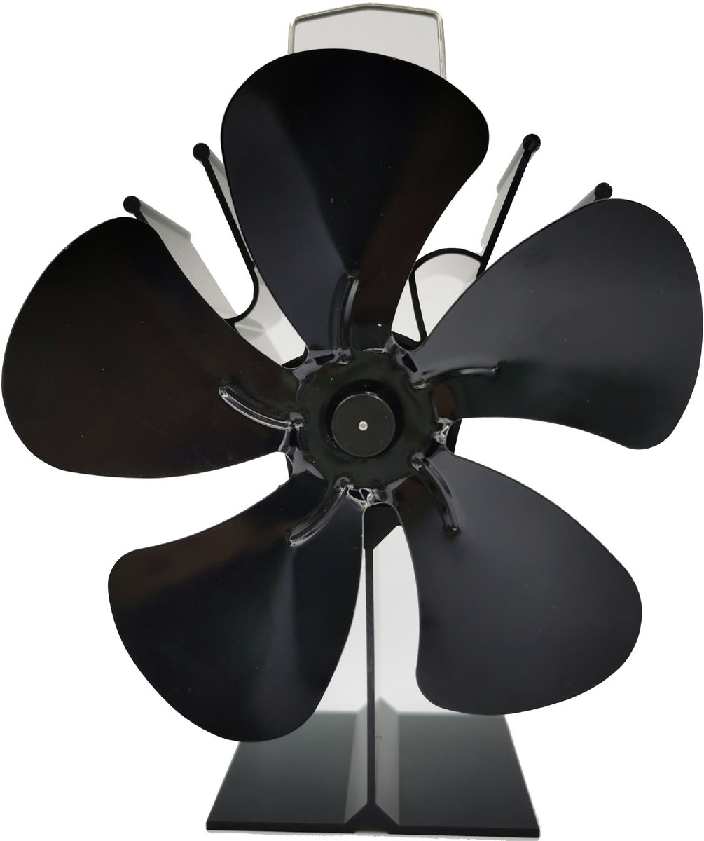 Haardventilator - 5 bladen - Ovenventilator - Elektrische haard - Kookplaat - Warmtegedreven kookplaatventilator - Geschikt voor grote ruimtes - Houtkachel - Milieuvriendelijk en elektriciteitsvrij - 5 bladen