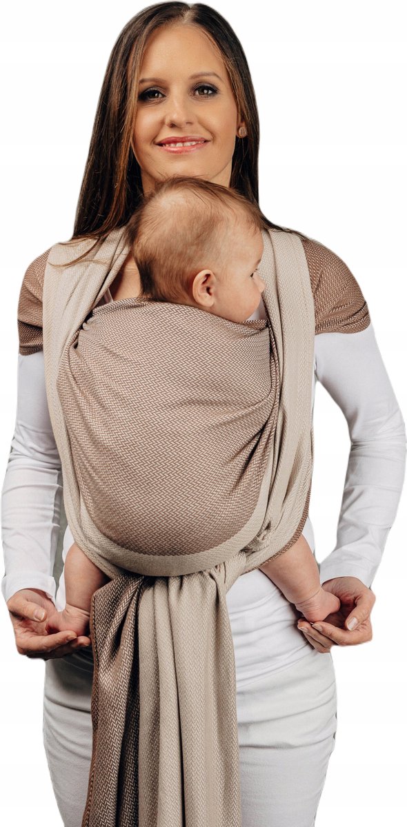 LennyLamb Geweven Draagdoek Baby Caffe Latte - Jodełka