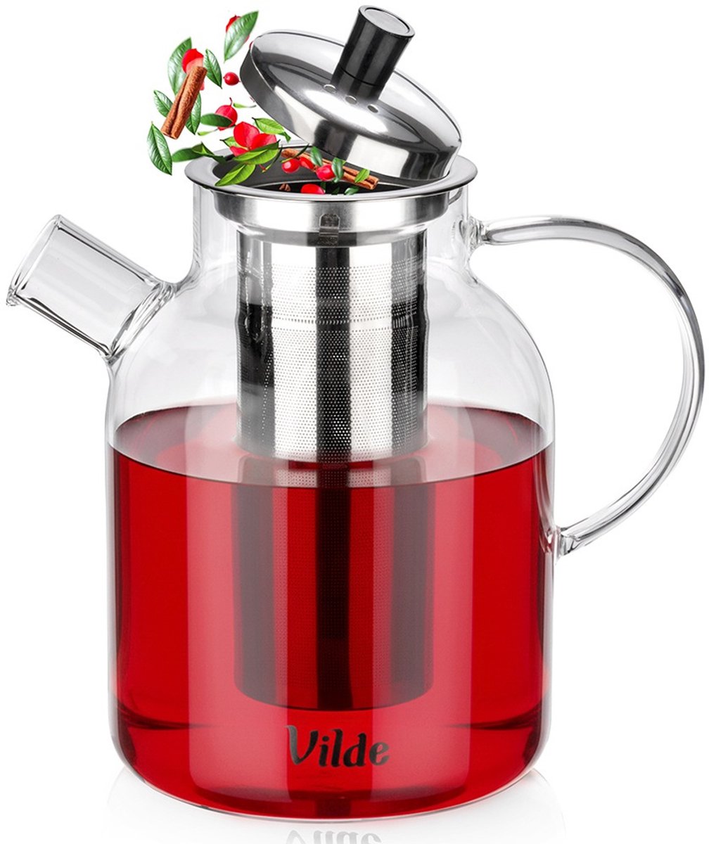 Theepot met Filter Glas Hittebestendig 1,5 l - Koffie- en Thee Pot - Infuser - Theezeef - Filter - Zeef