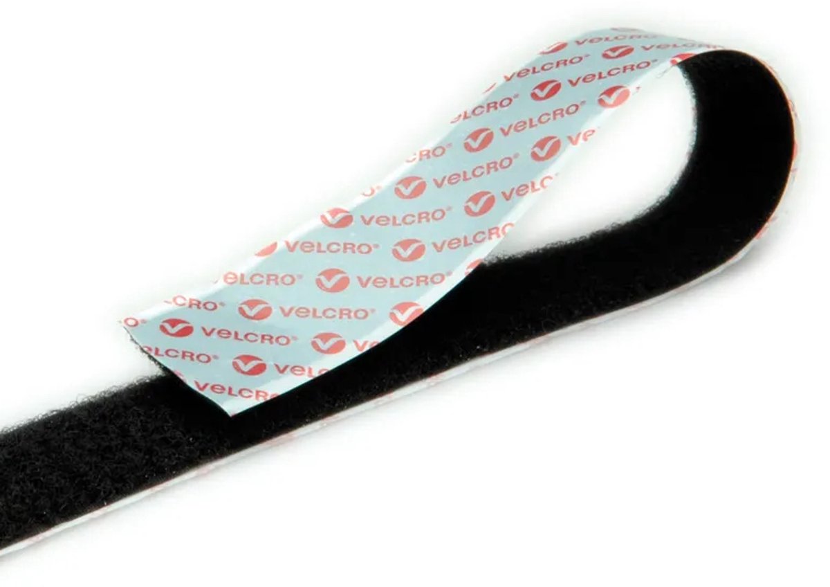 VELCRO® Klittenband - Zachte kant - Zelfklevend - 25 mm breed - 25 meter - Zwart