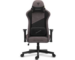 SENSE7 Spellcaster Senshi - Gamestoel Stof - Ergonomisch - Belastbaar tot 150kg - 2D Armsteunen & Kussens - Zwart/Grijs