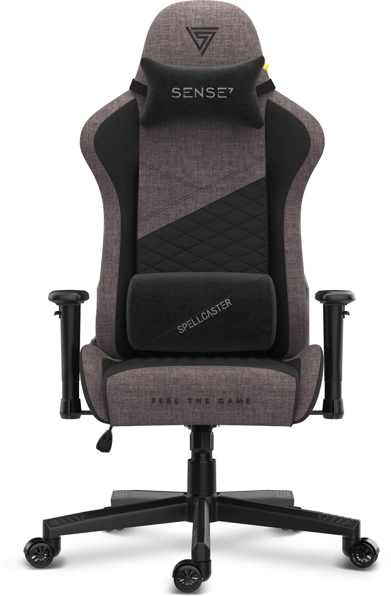 SENSE7 Spellcaster Senshi - Ergonomische bureaustoel - Gamingstoel - nek- en lendenkussen - In hoogte verstelbaar - Ademend materiaal - Duurzaam en comfortabel - Maximale belasting 150 kg - tot 185 cm lang - Zwart en grijs