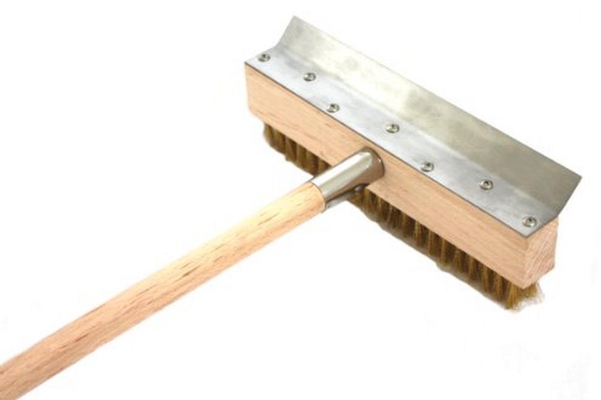 Pizzaovenschraper met borstel voor pizzaoven - 25 cm breed, ideaal voor reiniging