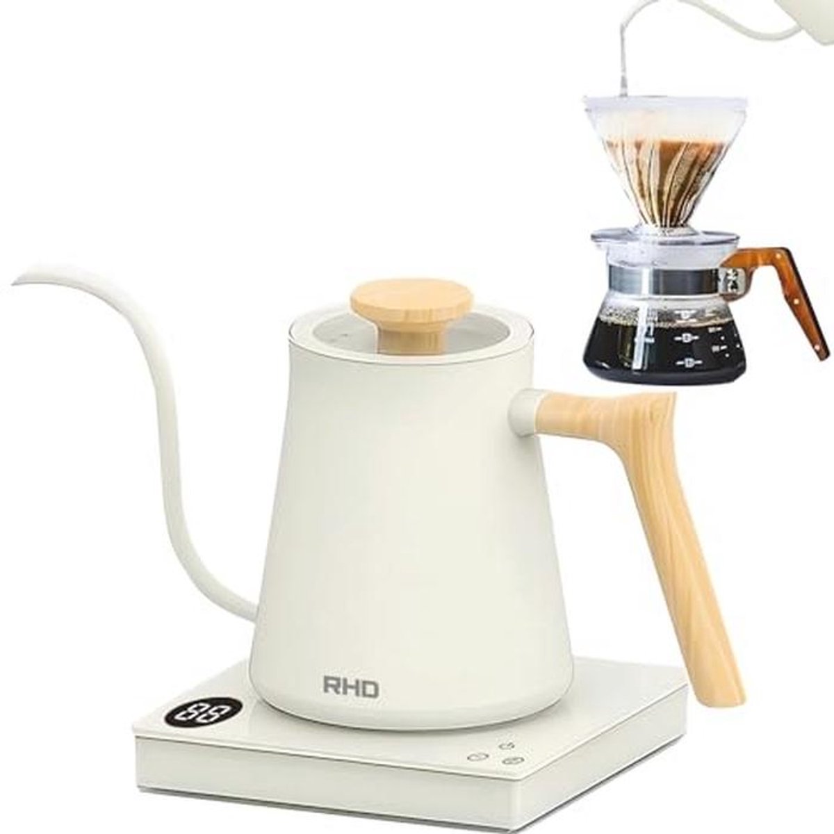 Elektrische Koffiewaterkoker met Zwanenhals en Instelbare Temperatuur 40-100 °C - 1000W
