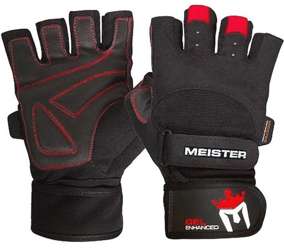 Gewichthefhandschoenen met Gelvulling - Zwart/Rood - X-Large