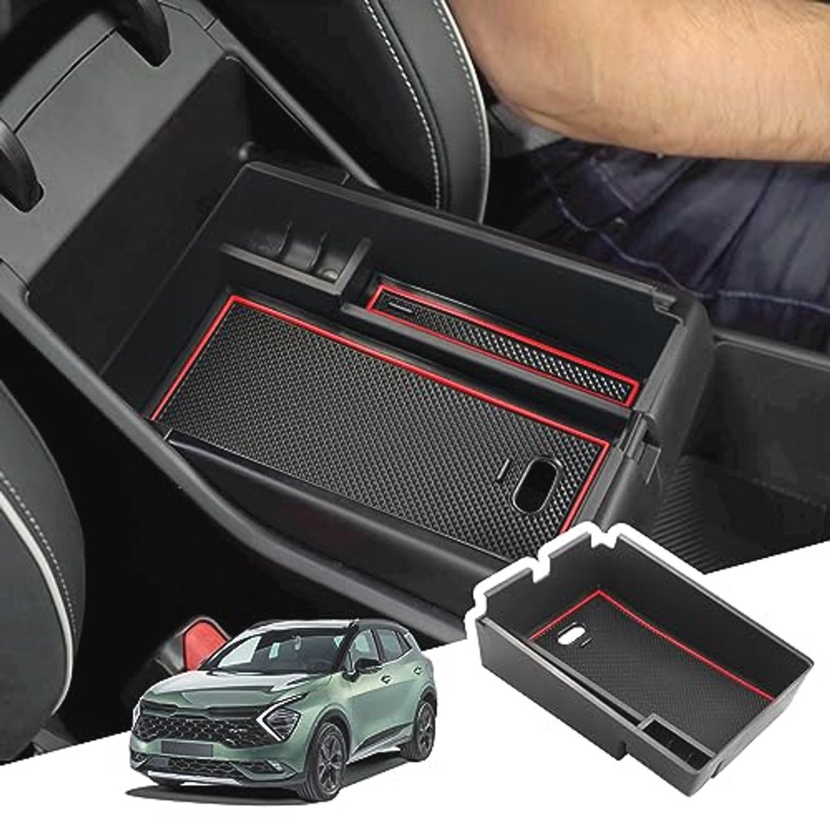Armsteun Houder voor Auto - Opbergdoos met Antislipmat voor Kia Sportage NQ5