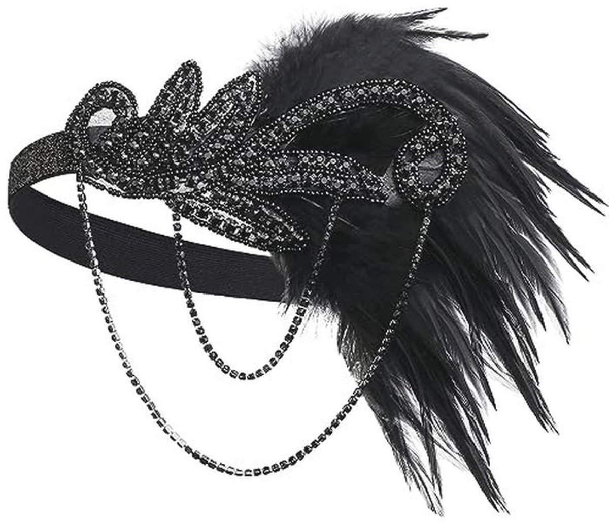 Jaren 20 Hoofdband voor Dames - Flapper Kostuum Accessoire met Veer