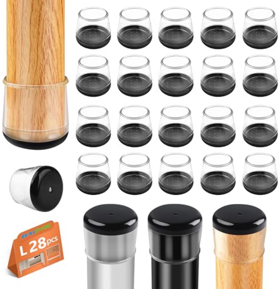 Ronde Silikonenkappen voor Stoelen en Meubels - 28 Stuks