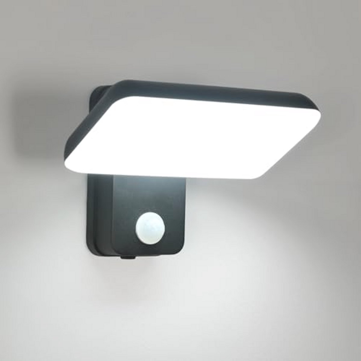 Buitenverlichting met Bewegingssensor - IP65 Wandlamp voor Tuin en Terras, Zwart 6500K