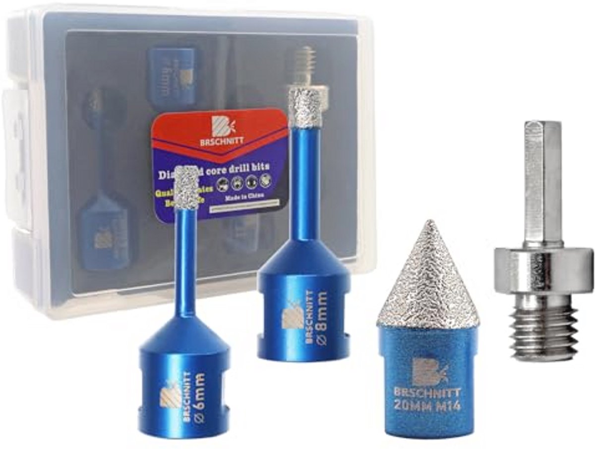 Diamantboorset 6/8 mm voor Porselein en Tegels - Perfect voor Droogboren