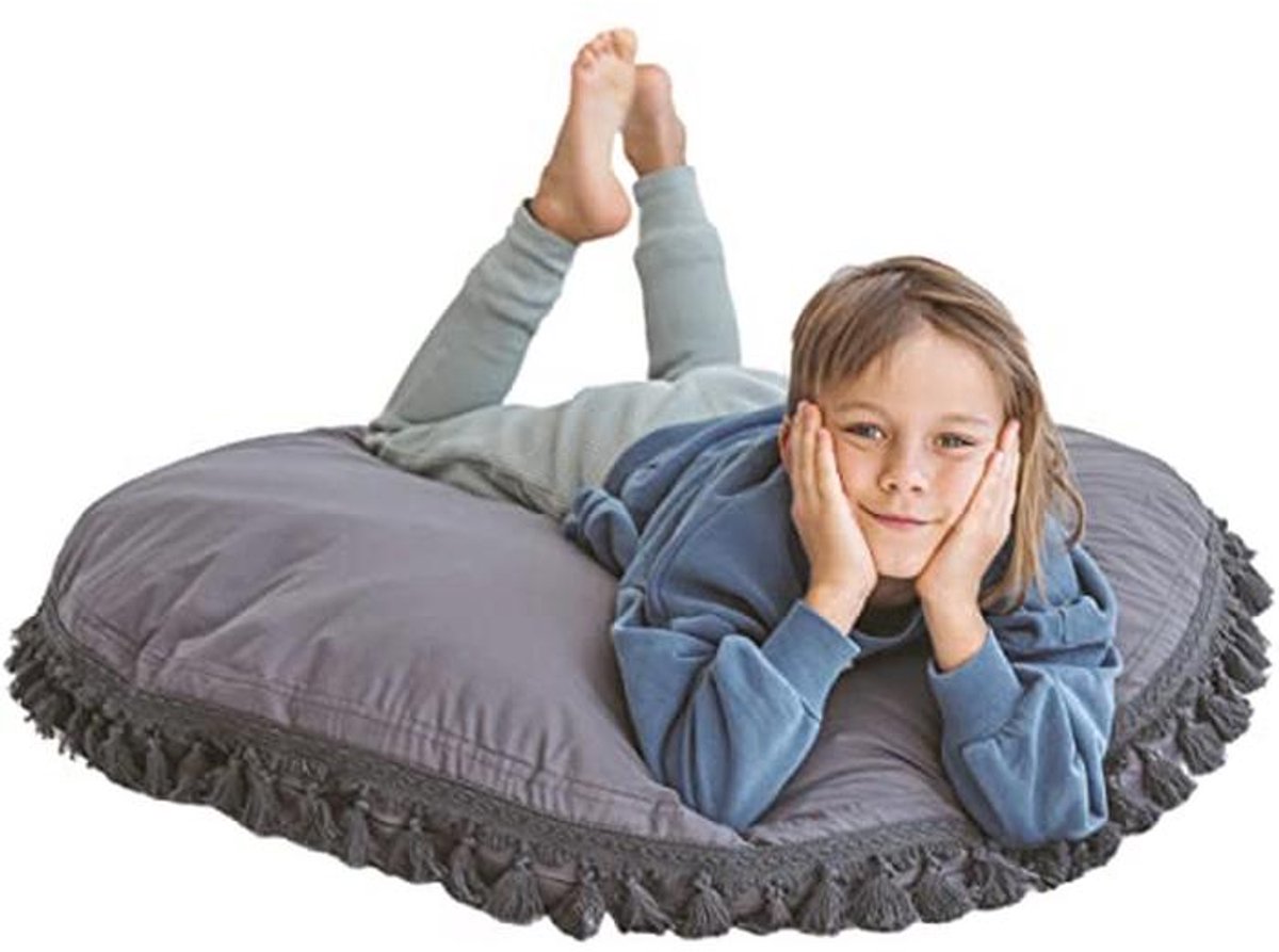 Vloerkussens voor Kinderen - Comfortabele Zitzak Stoel met Afneembare Hoezen - Perfect Cadeau voor Jongens en Meisjes - 40 Inch (Grijs)