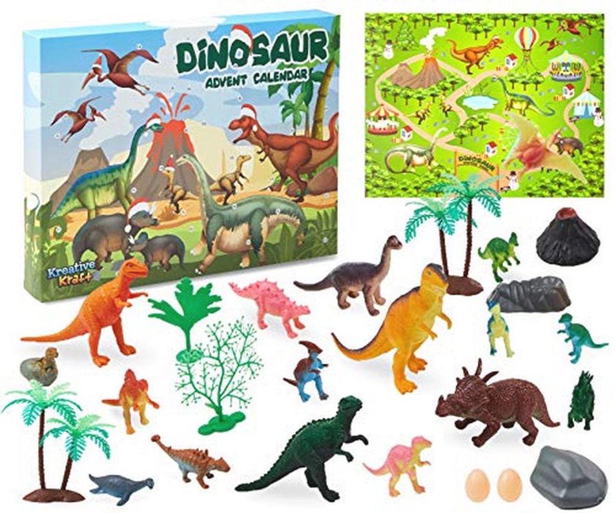 Adventskalender 2024 voor kinderen met speelgoeddinosaurussen
