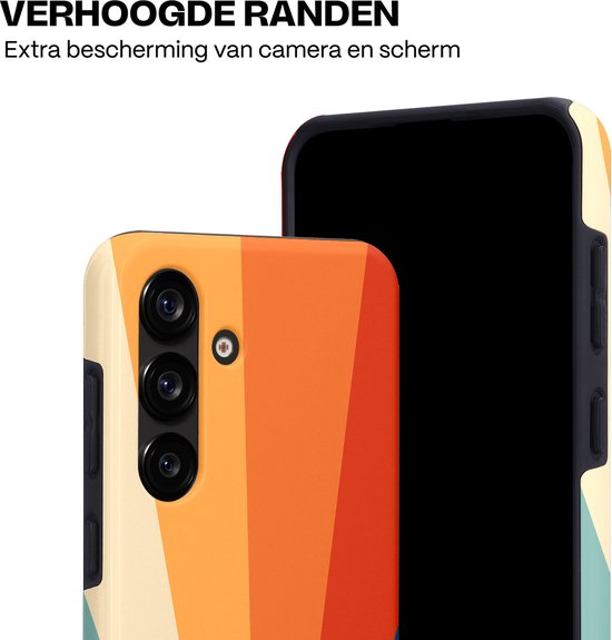 Casetastic Hoesje Geschikt voor Samsung S25 - Stijlvolle Beschermende Duo-layer Case - Retro straal