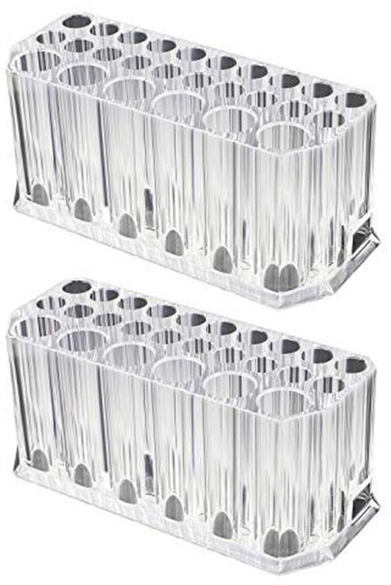Makeup Borstels Organizer - Transparante Houder met 26 Compartimenten - Set van 2