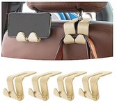 Auto hoofdsteun haken - 2 in 1 dubbele hangers voor tas, jas en telefoon - Beige
