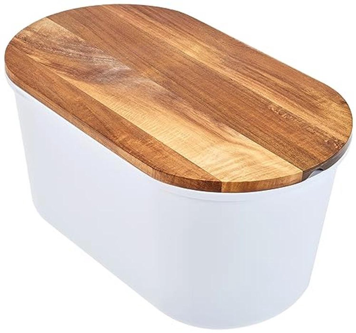 Ruimtebesparende Broodtrommel met Snijplank van Acaciahout - Ideaal voor 1 kg Brood, Wit