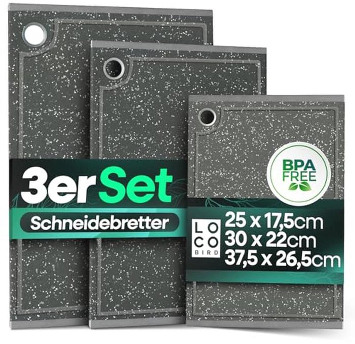 Set van 3 Antislip Snijplanken Kunststof - Vaatwasmachinebestendig, Messenvriendelijk, Ideaal voor Keuken
