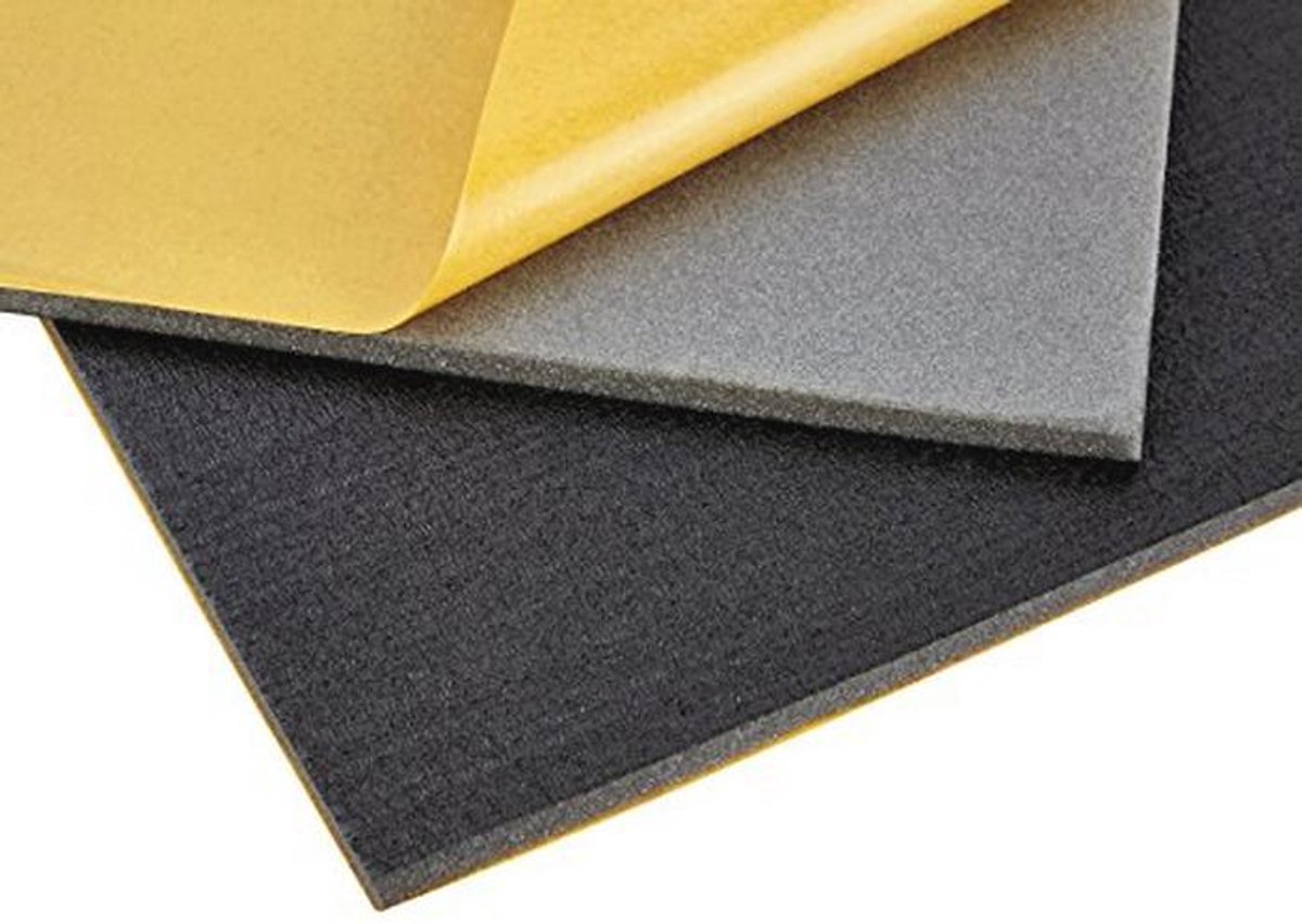 Zelfklevende Isolatiemat voor Geluids- en Warmte-isolatie - 200 x 500 x 10 mm - Zwart