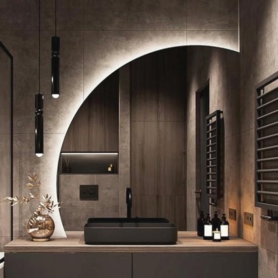 Arch LED Verlichte Badkamerspiegel Dimbaar Met Verlichting Spiegel (warm Licht, Neutraal Licht, Wit Licht) Aanraakknop - Metalen Frame Wandgemonteerde Spiegel