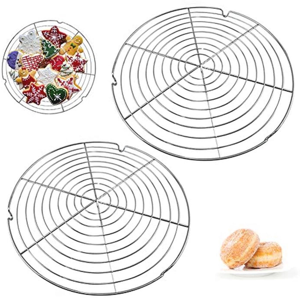 Rond Afkoelrooster Set van 2 - Taartrooster 30,5 cm - Roestwerend Metaal