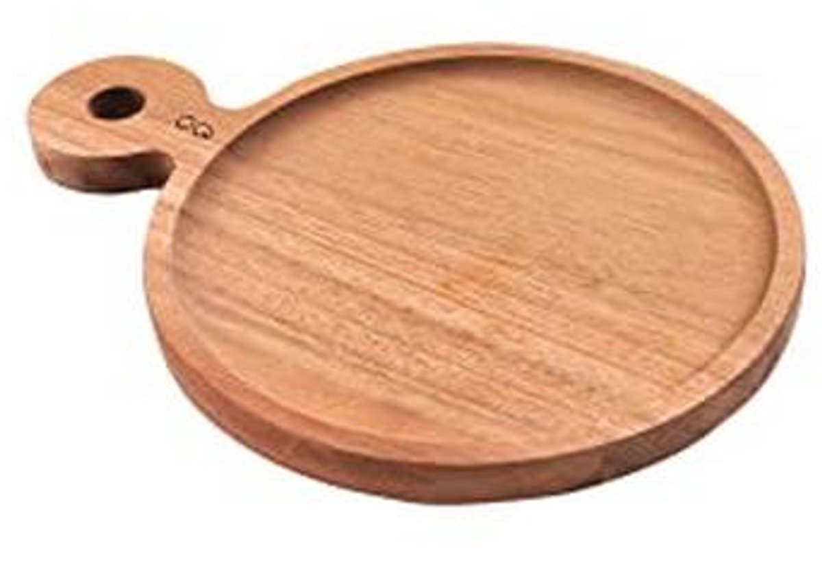 Houten serveerplank rond met handvat - 20 cm