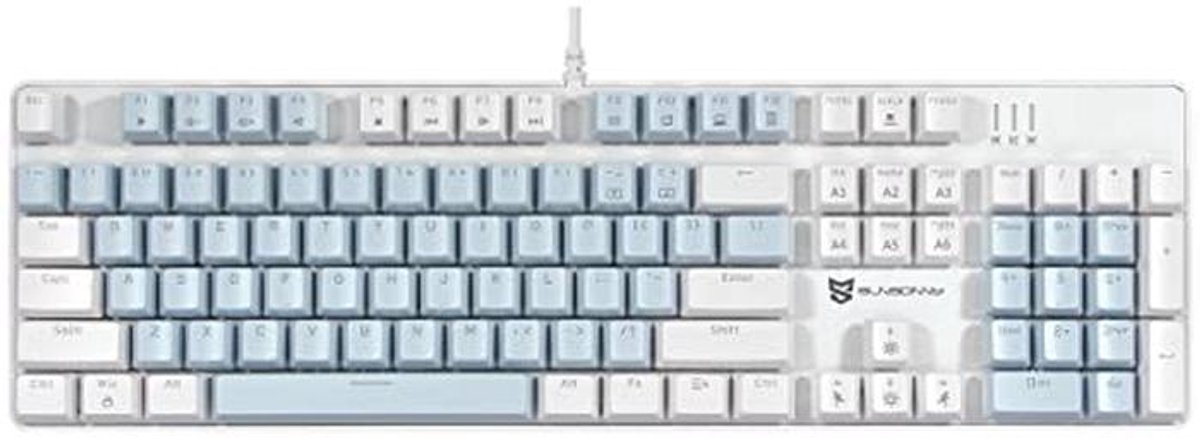 Mechanisch Gaming-Toetsenbord met LED Achtergrondverlichting - 104 Toetsen, Afneembare Blauwe Schakelaars