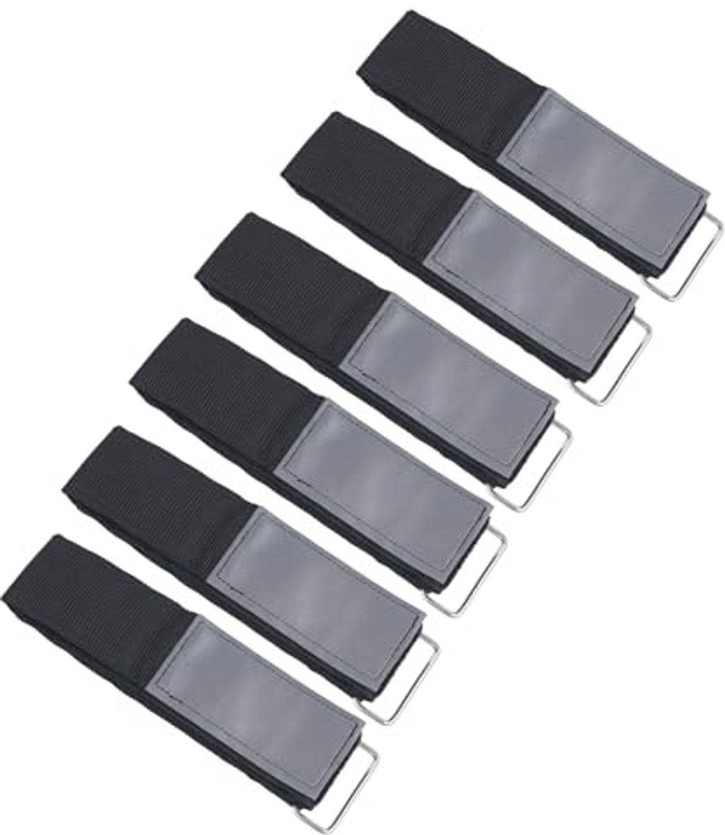 Multifunctionele Ladderbanden - Sterke Vastbindende Riemen met Haak en Lus Bevestiging (33" x 2") - 6 Stuks Zwart
