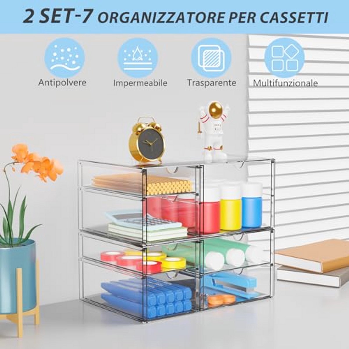 Make-up organizer met 7 laden en 2 organizer-laden voor make-up en haaraccessoires