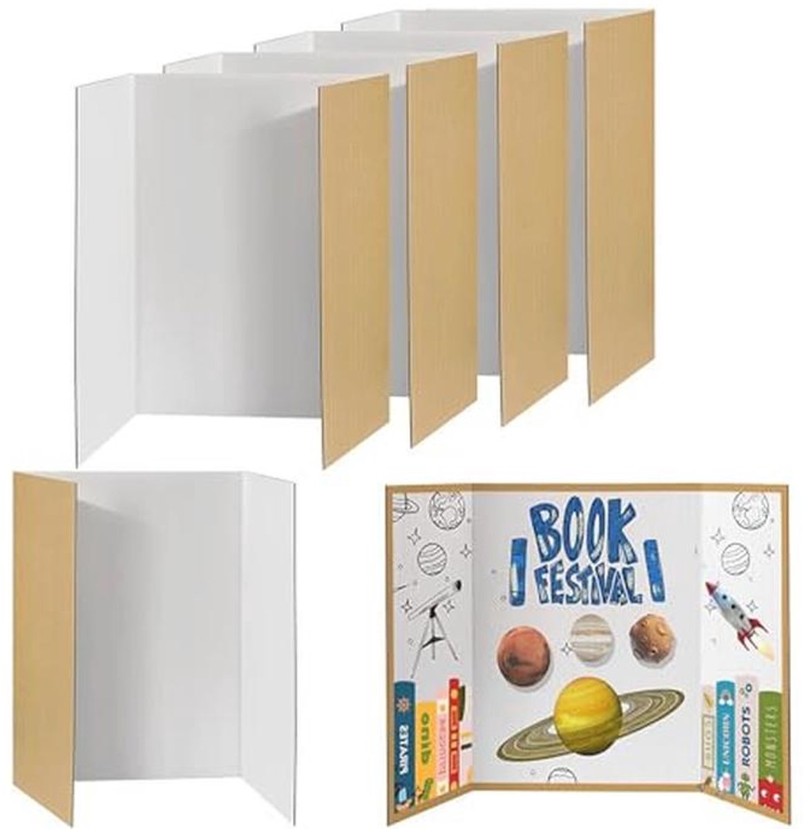 3-voudige presentatieborden set van 4 opvouwbaar school project display poster 24" x 15"