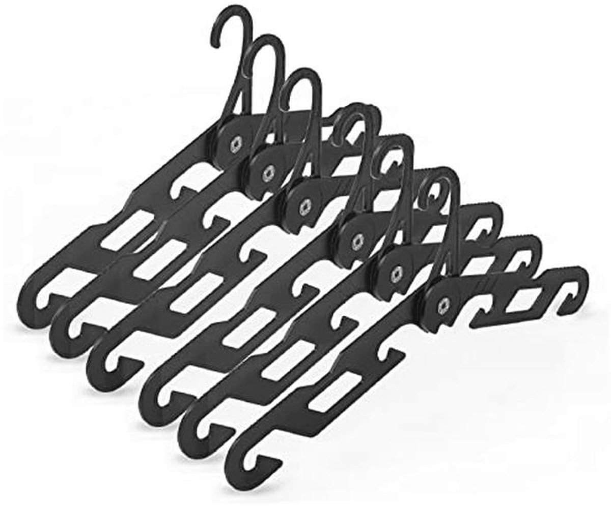 Premium draagbare opvouwbare reishanger voor kleding - Set van 6 stuks (Zwart)