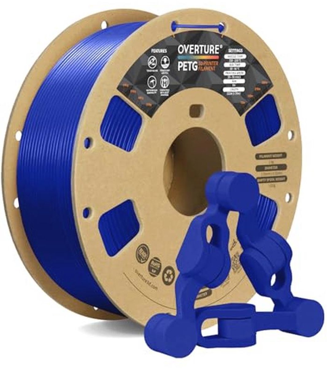 PETG Filament 1,75 mm - 1 kg Spoel - Nauwkeurigheid +/- 0,05 mm - Blauw