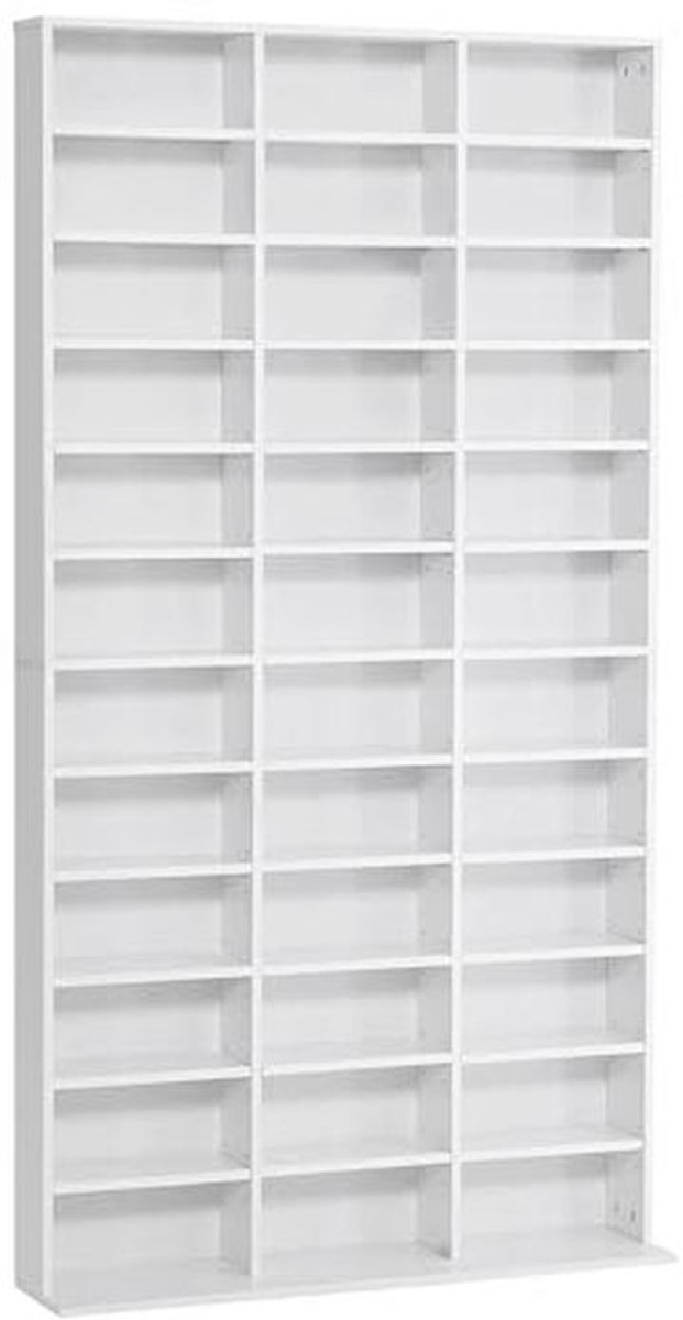 CD-/DVD-rek voor 1116 cd's met 33 in hoogte verstelbare vakken - 195 x 102 x 23,5 cm - Wit