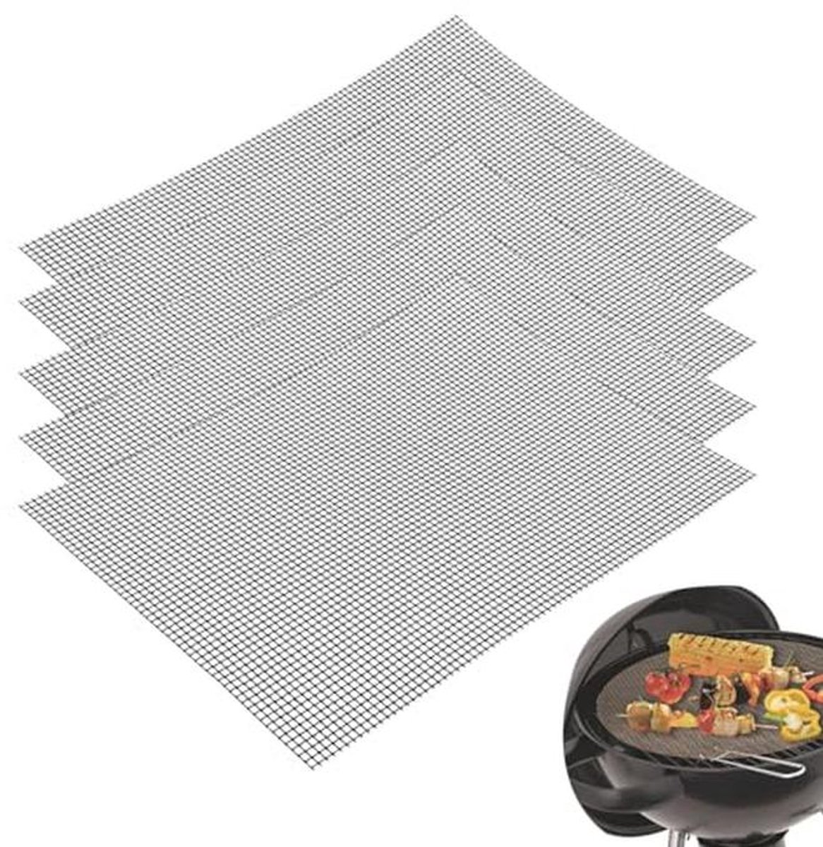 Grillmat Set van 5 - Anti-aanbak Rooster voor Gas- en Houtskoolgrills - 42 x 36 cm
