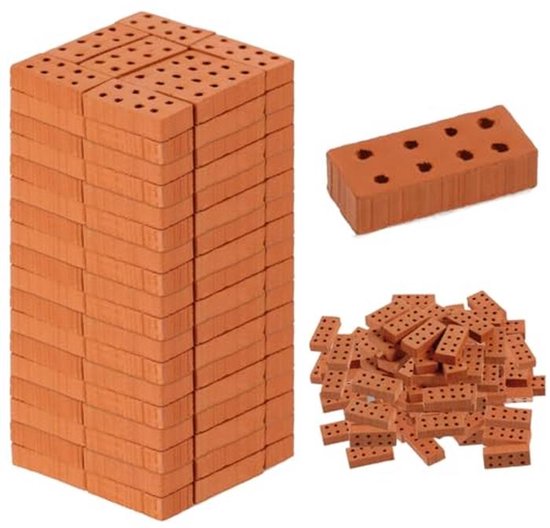 Lot De 50 Mini Briques Rouges 2x1 Cm Pour Maison De Poupée, Jardin Miniature Et Décor