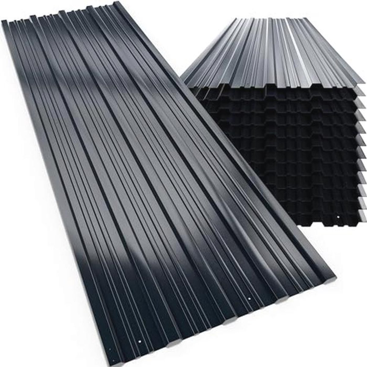 Set van 12 Dakplaten 129x46cm voor Daken en Muren - Gegalvaniseerde Profielplaat voor Carport en Schuur