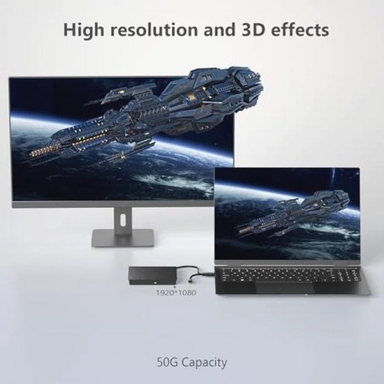 Externe Blu-ray Speler met USB 3.0 en Type-C - Draagbare DVD/BD/CD Speler voor Laptop en PC — afbeelding 3