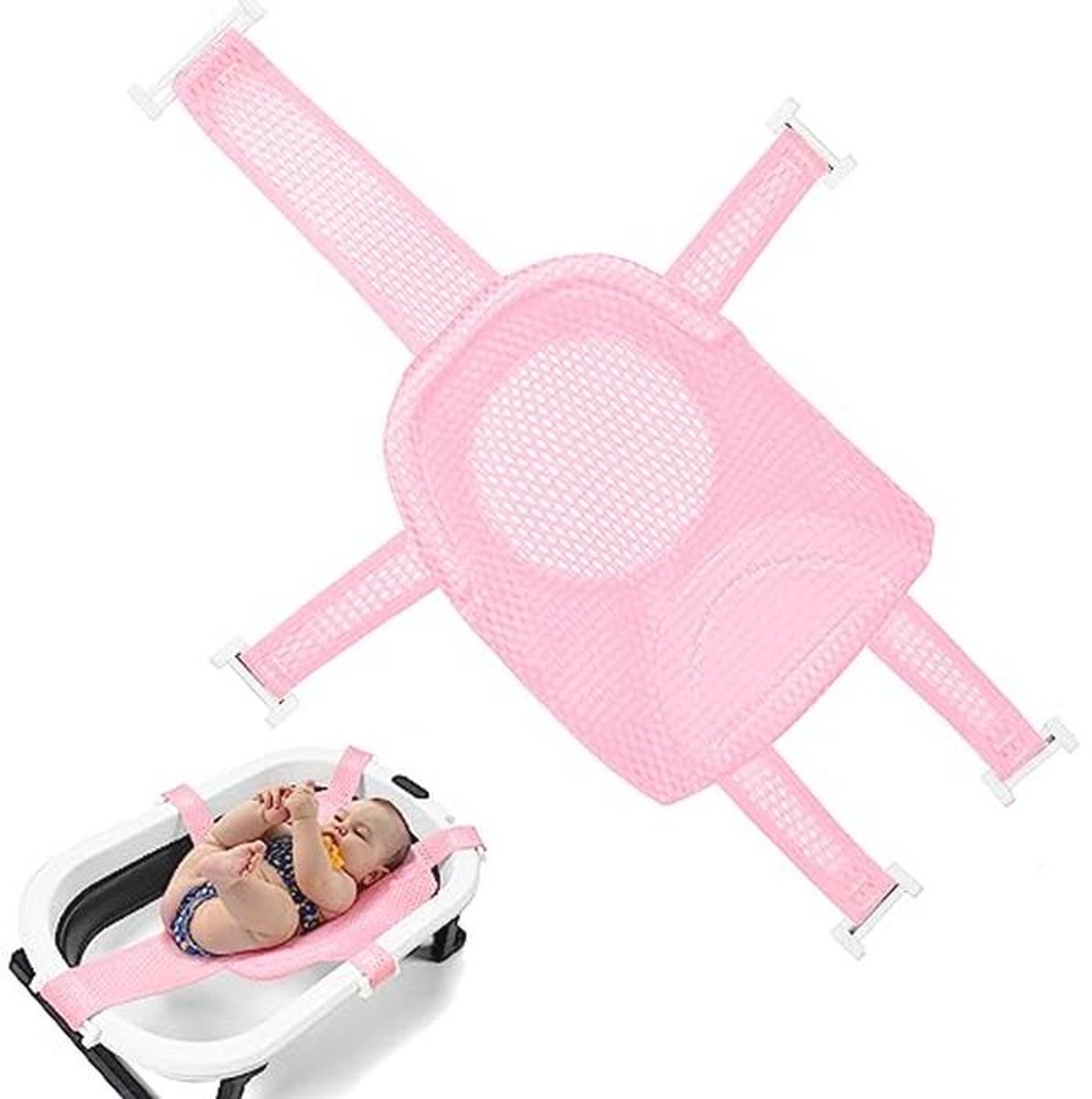 Babybadzitnet Antislip en Verstelbaar voor Pasgeborenen 0-3 Jaar - Veilige Badoplossing